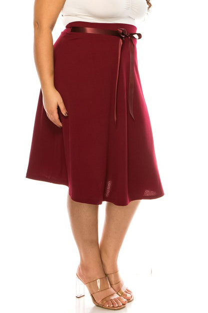 Plus size Solid A-line Knee Length Skirt