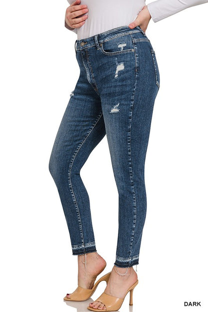 Hi Curvy Plus Size Women High Rise Cropped Skinny Denim Pants