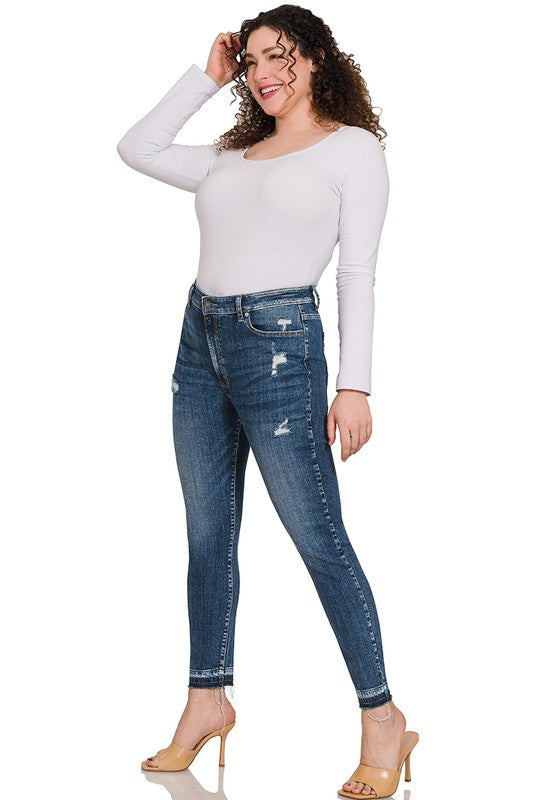 Hi Curvy Plus Size Women High Rise Cropped Skinny Denim Pants