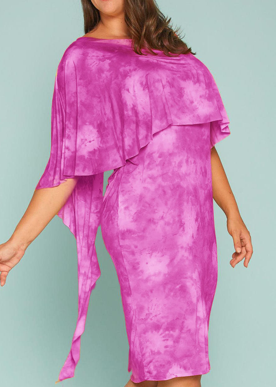 Hi Curvy Plus Size Women Tie Dye Caped Midi Dress Made in USA