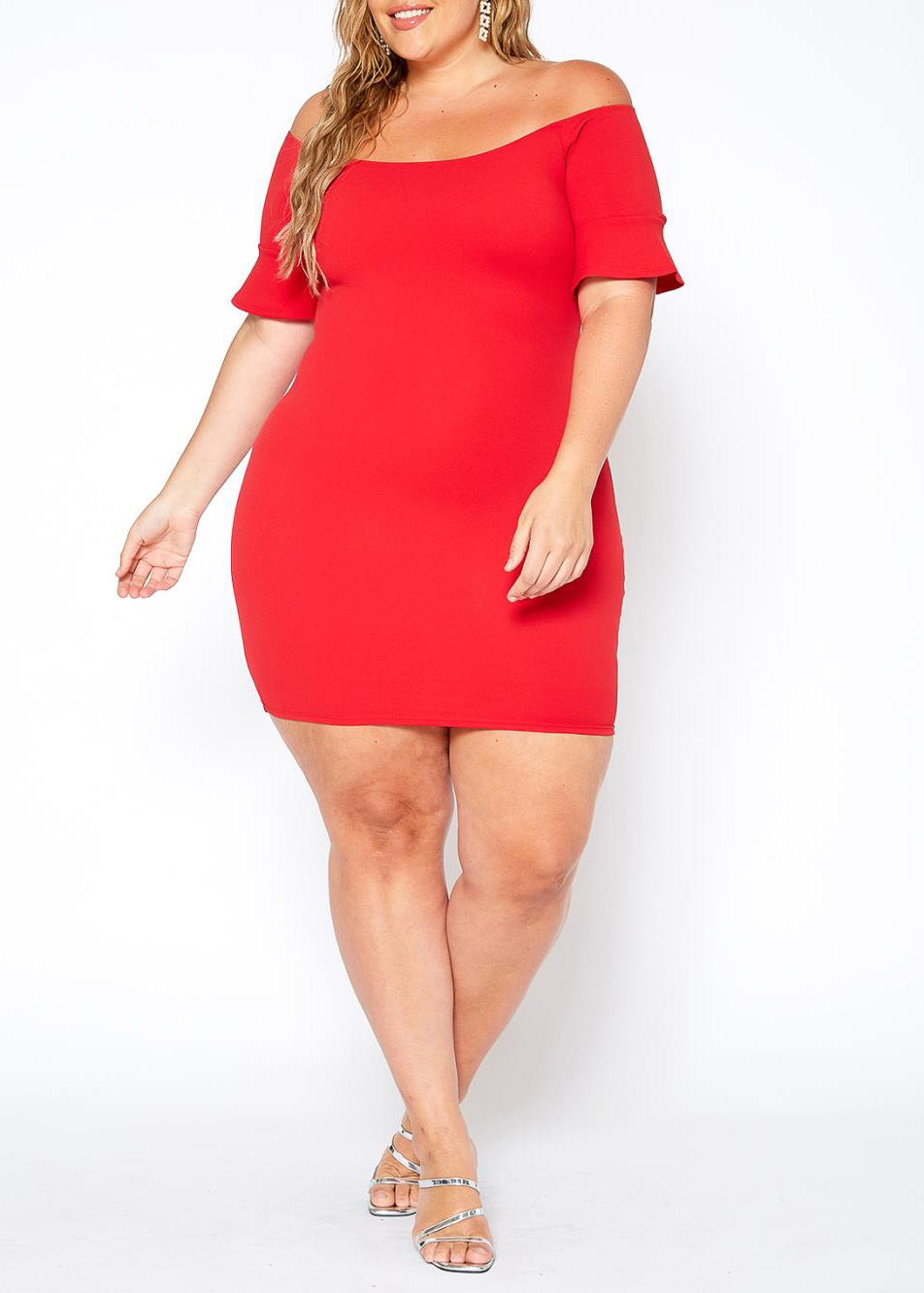 Plus Size Off Shoulder Romantic Bodycon Dress