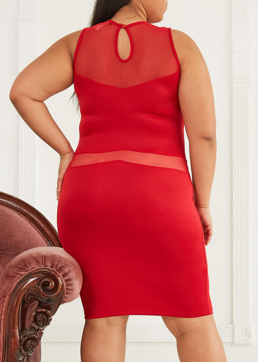 Hi Curvy Plus Size Women Sheer Sleeveless Party Dress Made in USA