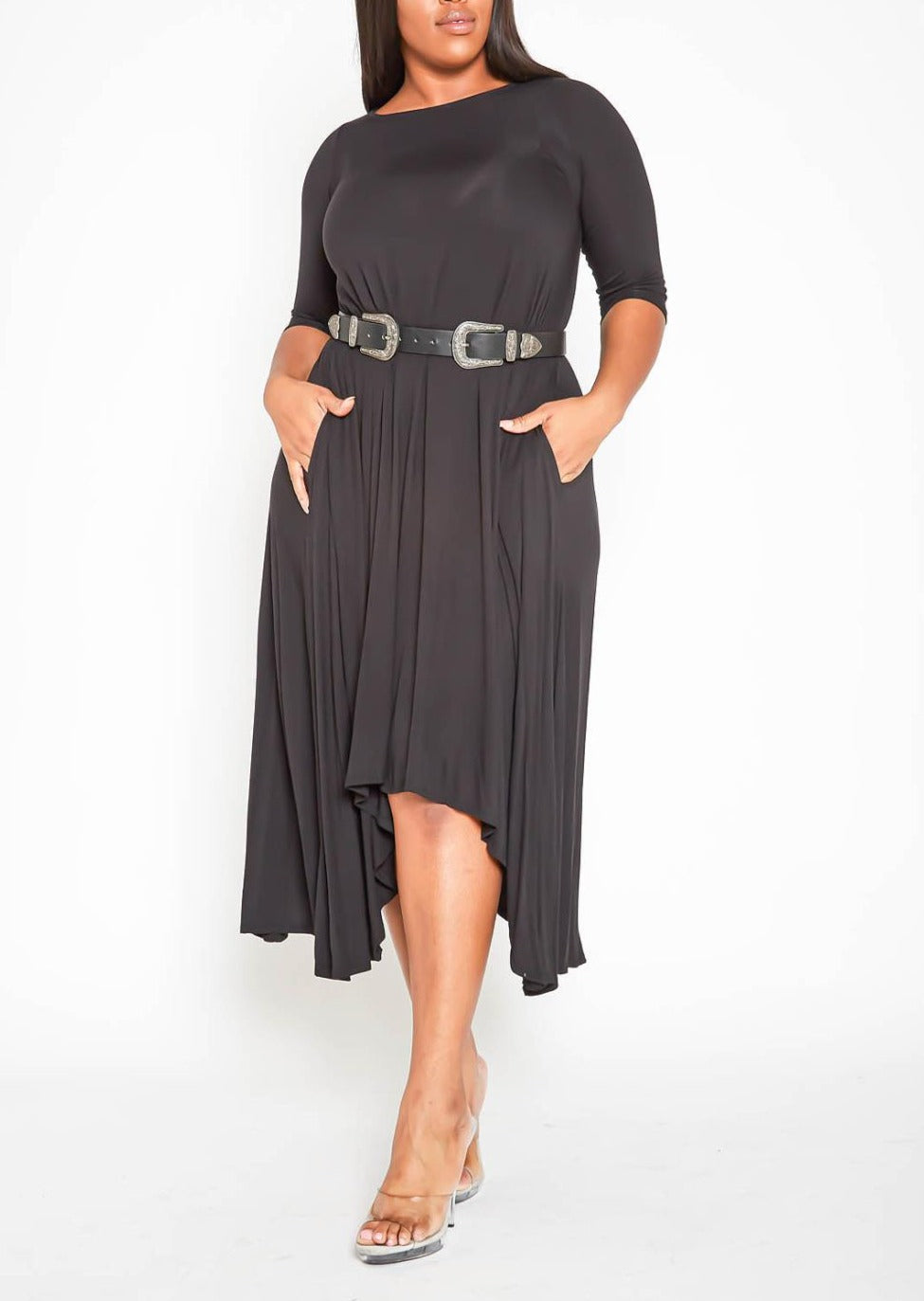 HI Curvy Plus Size Women Relaxed Style Crew neck Dress made in USA