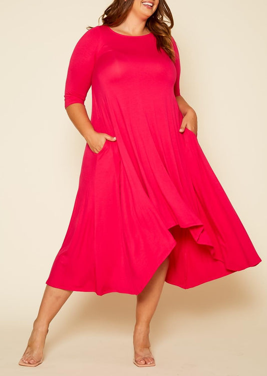 HI Curvy Plus Size Women Relaxed Style Crew neck Dress made in USA