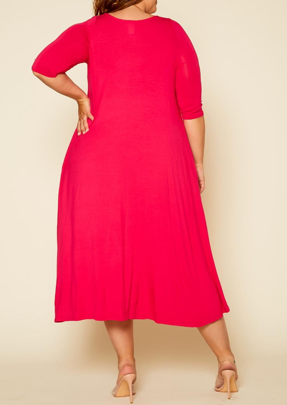 HI Curvy Plus Size Women Relaxed Style Crew neck Dress made in USA