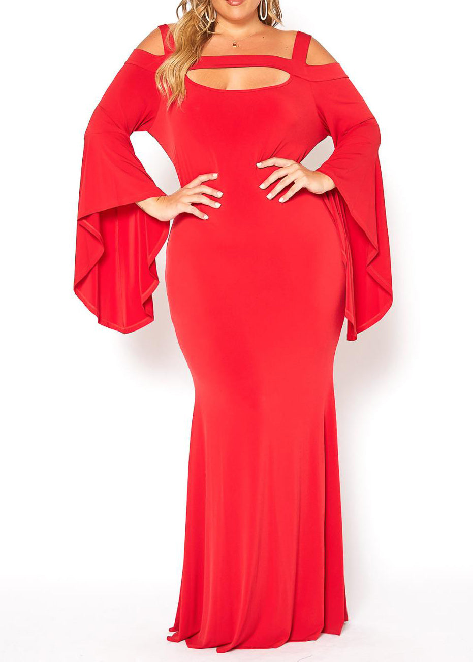 Plus Size Angel Sleeve Evening Gown