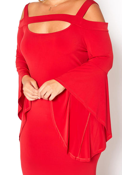 Plus Size Angel Sleeve Evening Gown