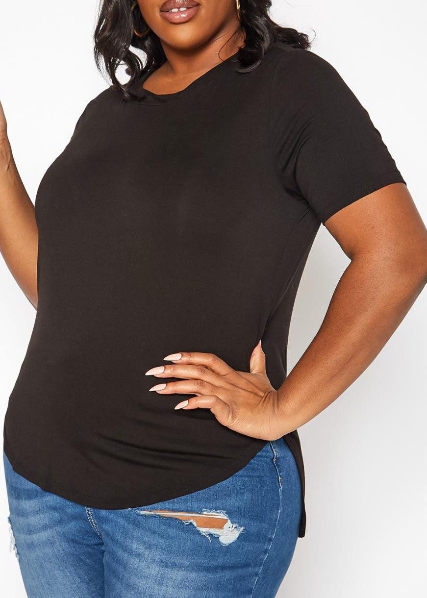 HI Curvy Plus Size Women Windowpane Cut Out Design Shirt