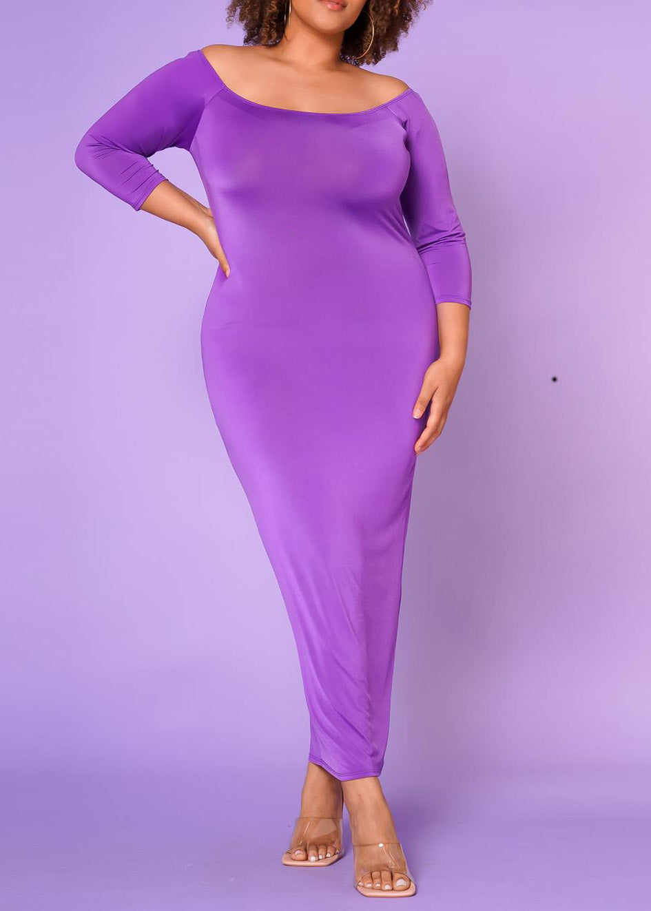 Plus Size Women Sincere Off Shoulder Bodycon Maxi Dress