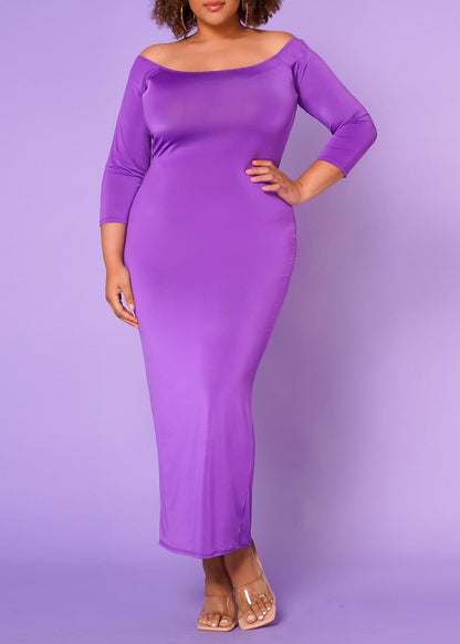 Plus Size Women Sincere Off Shoulder Bodycon Maxi Dress