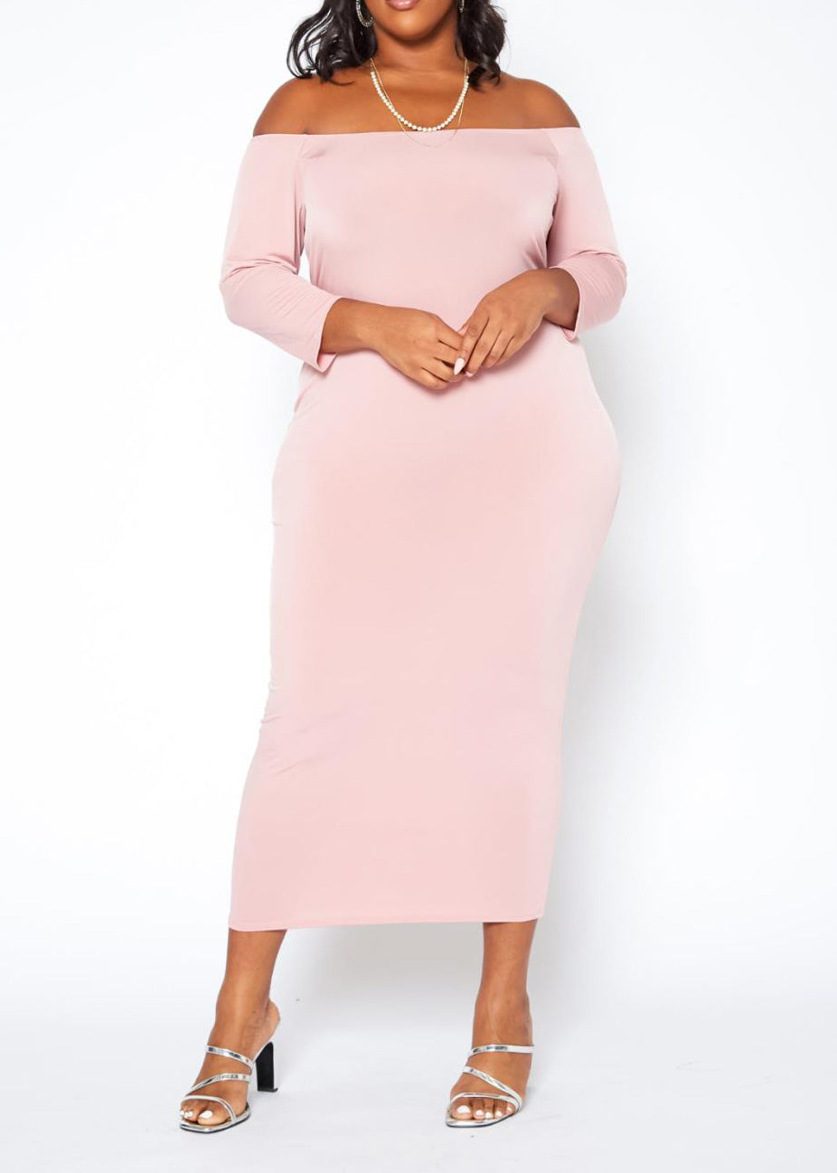 Plus Size Women Sincere Off Shoulder Bodycon Maxi Dress