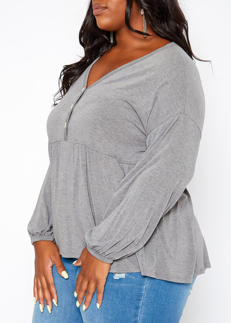 HI Curvy Plus Size Women Relaxed Fit Peplum Top Made in USA
