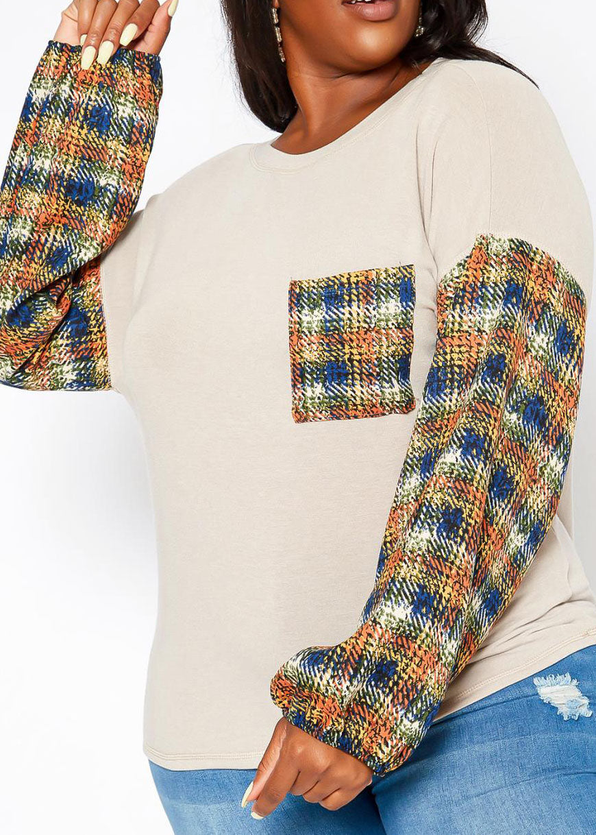 Hi Curvy Plus Size Women Plaid Print Sweater Made In USA