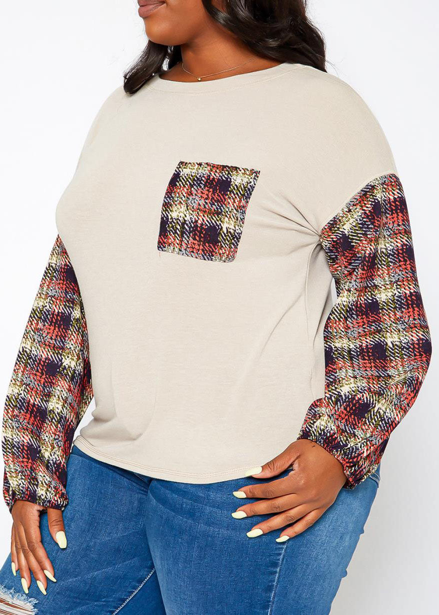 Hi Curvy Plus Size Women Plaid Print Sweater Made In USA