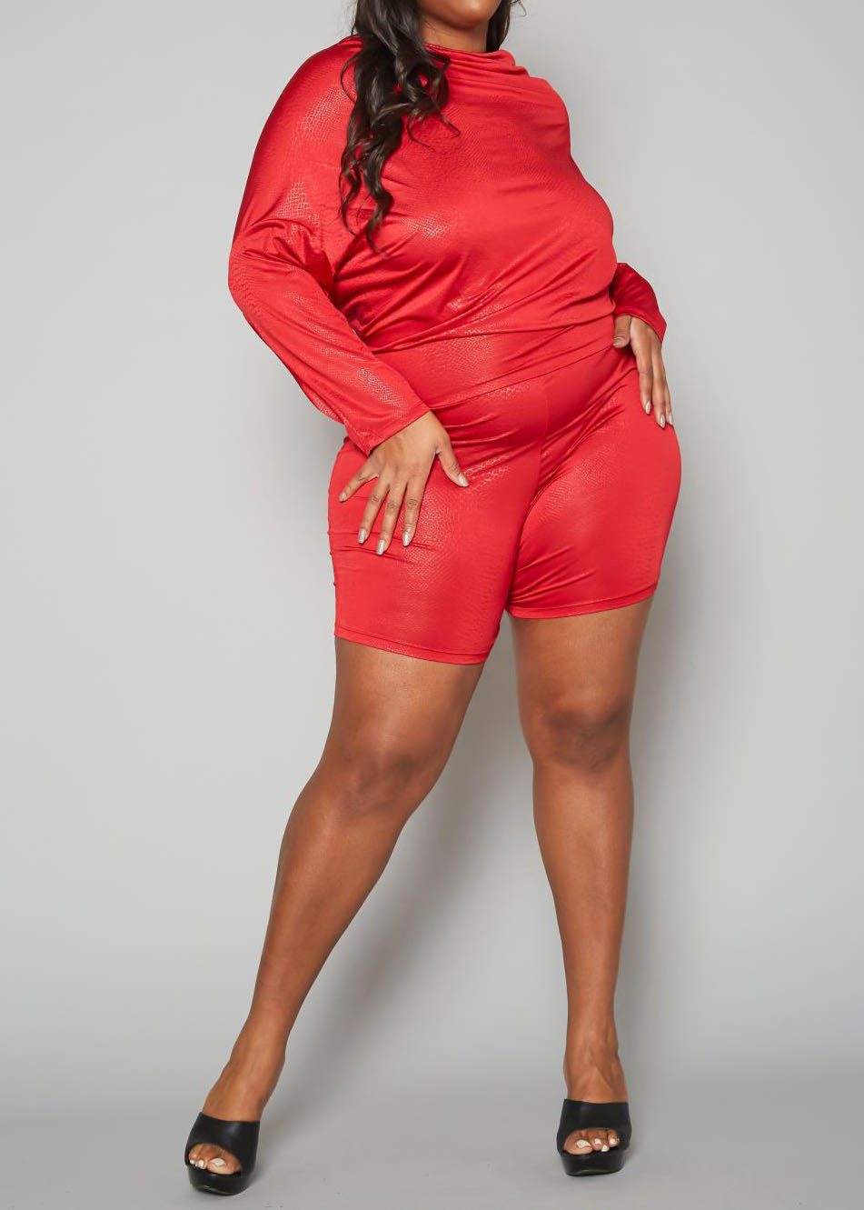 Hi Curvy Plus Size Women Dolman Long Sleeve Romper