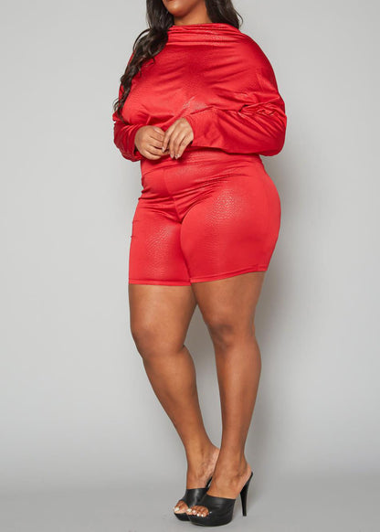 Hi Curvy Plus Size Women Dolman Long Sleeve Romper