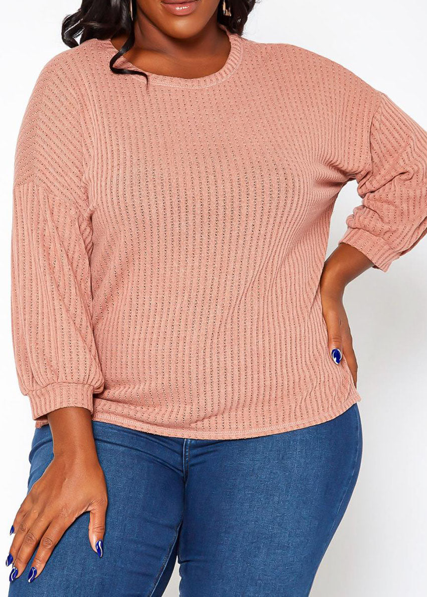 Hi Curvy Plus Size Women Waffle Knit Open Back Sweater
