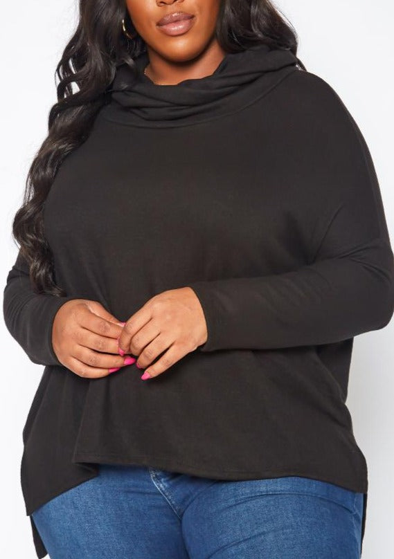 Hi Curvy Plus Size Cowl Neck Knit Sweater 