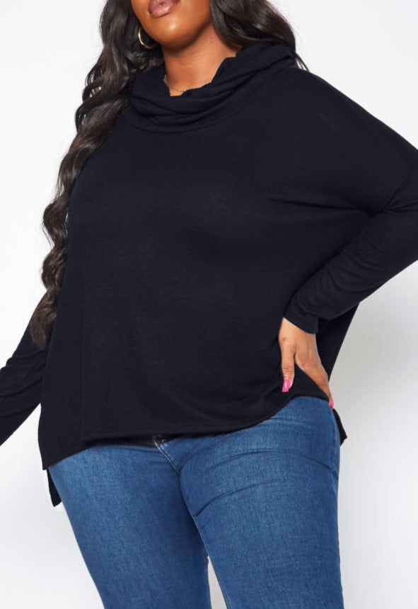 Hi Curvy Plus Size Women Cowl Neck Knit Sweater  Made in USA