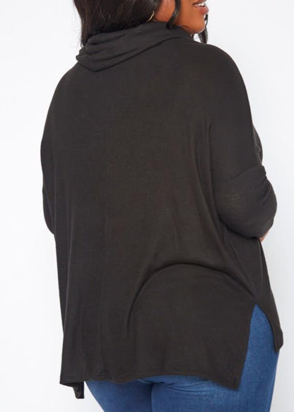 Hi Curvy Plus Size Cowl Neck Knit Sweater 