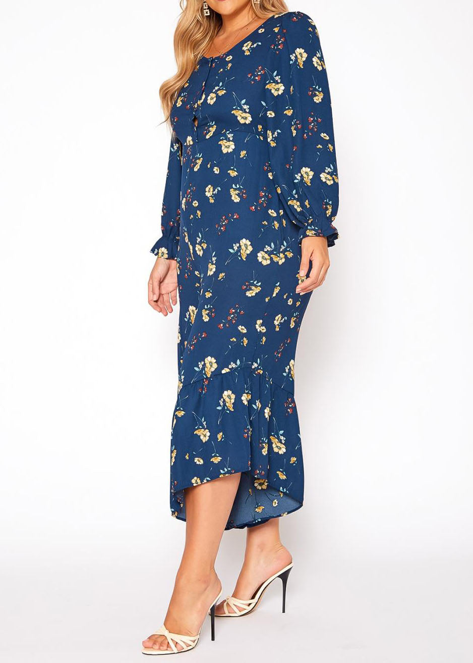 Hi Curvy Plus Size Women Floral Print Flare Jumpsuit