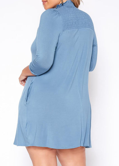 HI Curvy Plus Size Women Smocked Detail Mini Dress Made in USA 