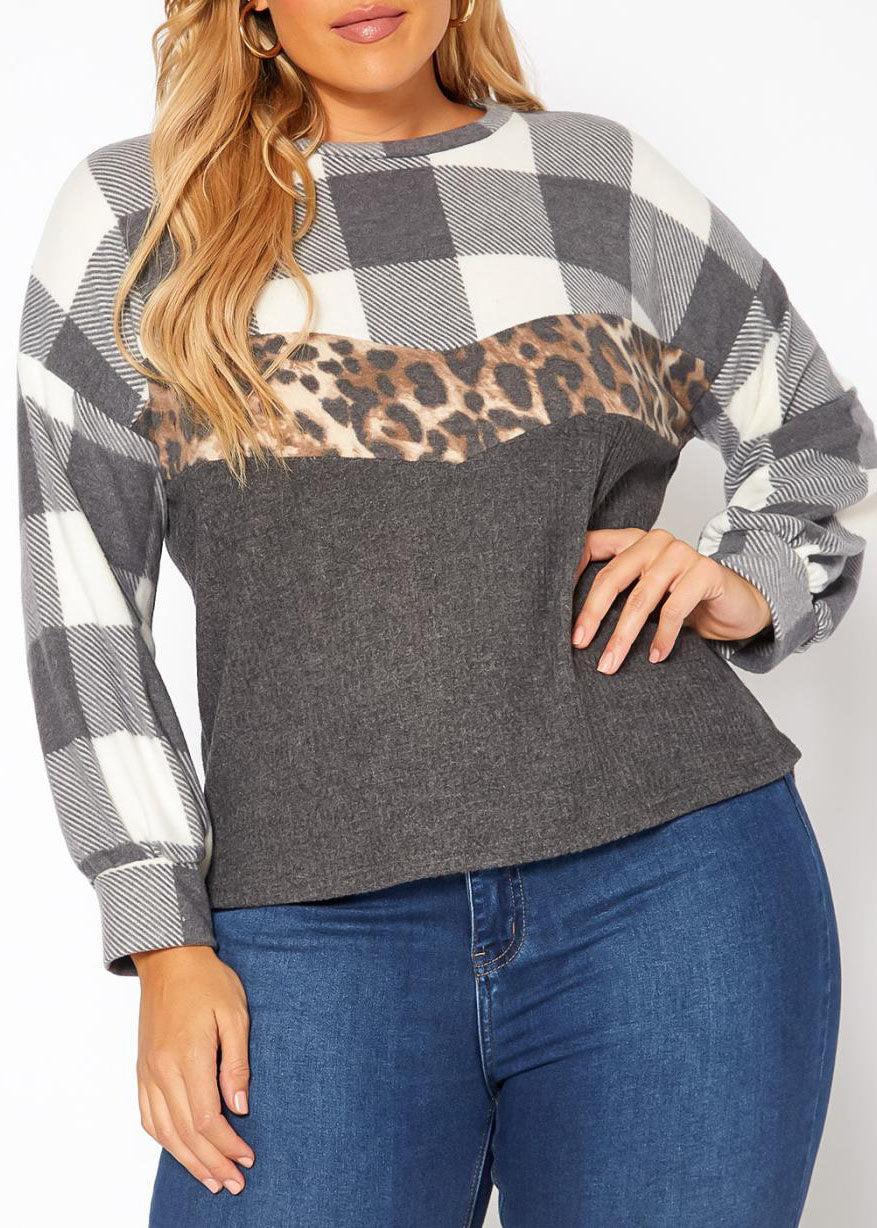 Hi Curvy Plus Size Women Pattern Splice Knit Sweater Made In USA