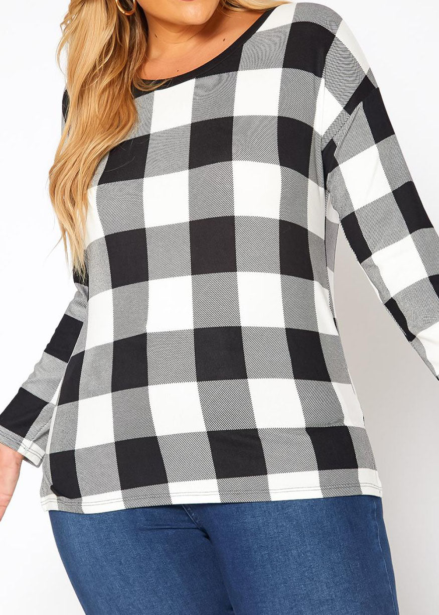 HI Curvy Plus Size Women Plaid Print Sweater Made In USA