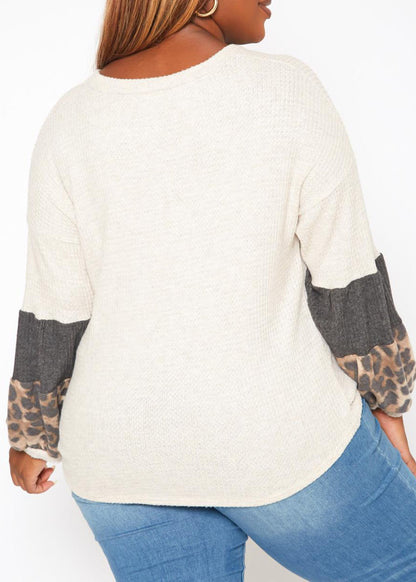 HI Curvy Plus Size Women Waffle Knit Color Block Sweater