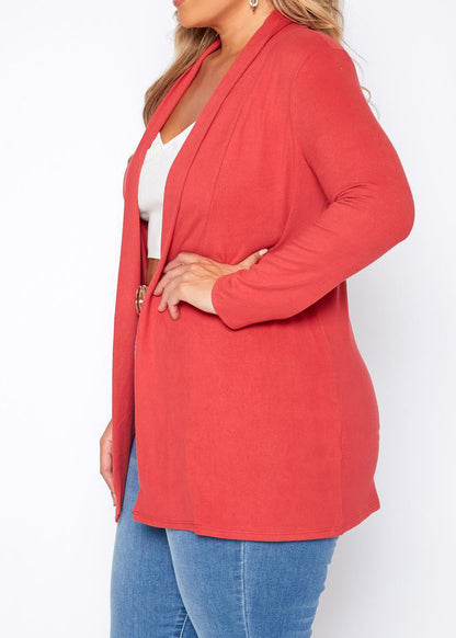 Hi Curvy Plus Size Women Solid Open Front Cardigan Made in USA