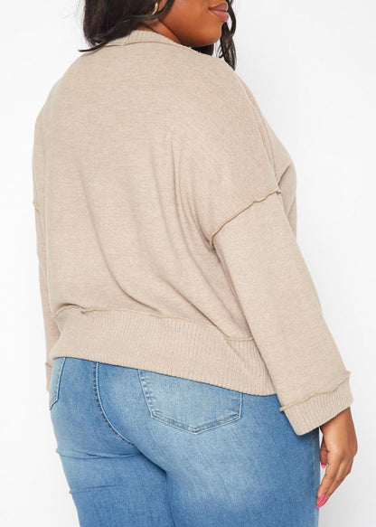 Hi Curvy Plus Size Women Relaxed Fit V-Neck Sweater