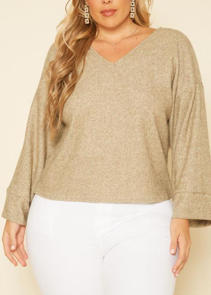 HI Curvy Plus Size Women Relaxed Fit Open Back Sweater Made in USA