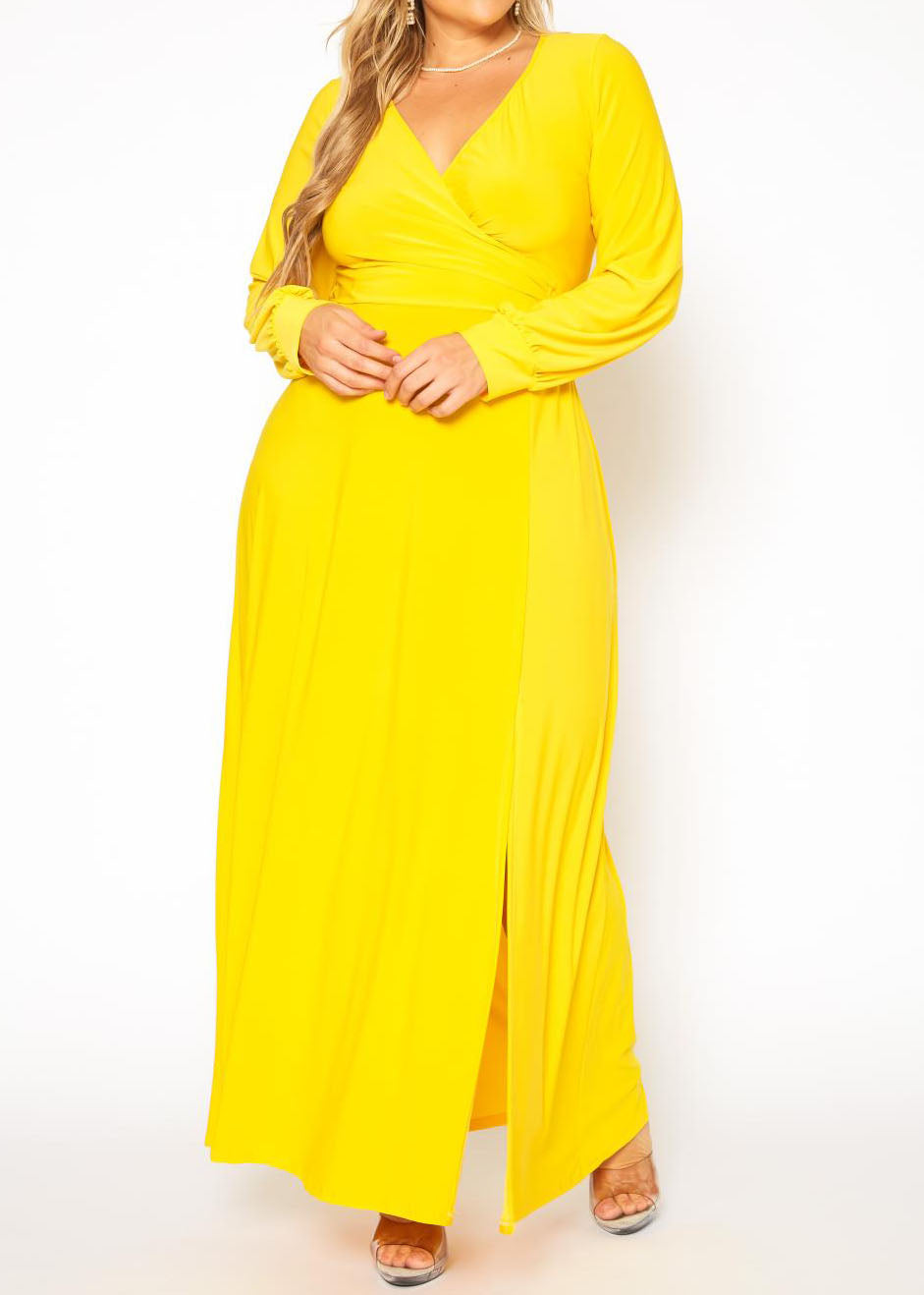 Hi Curvy Plus Size Women Solid Flare Maxi Dress