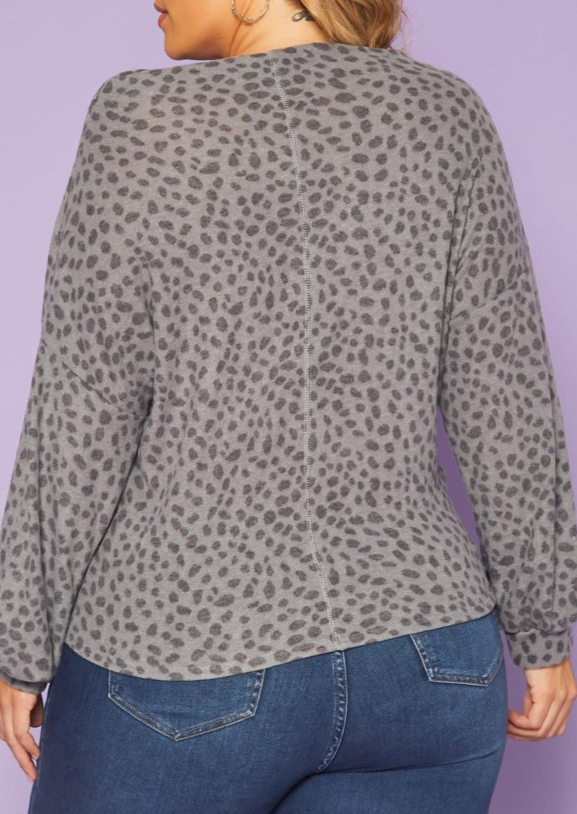 Hi Curvy Plus Size Dotted Print Wide Neck Sweater