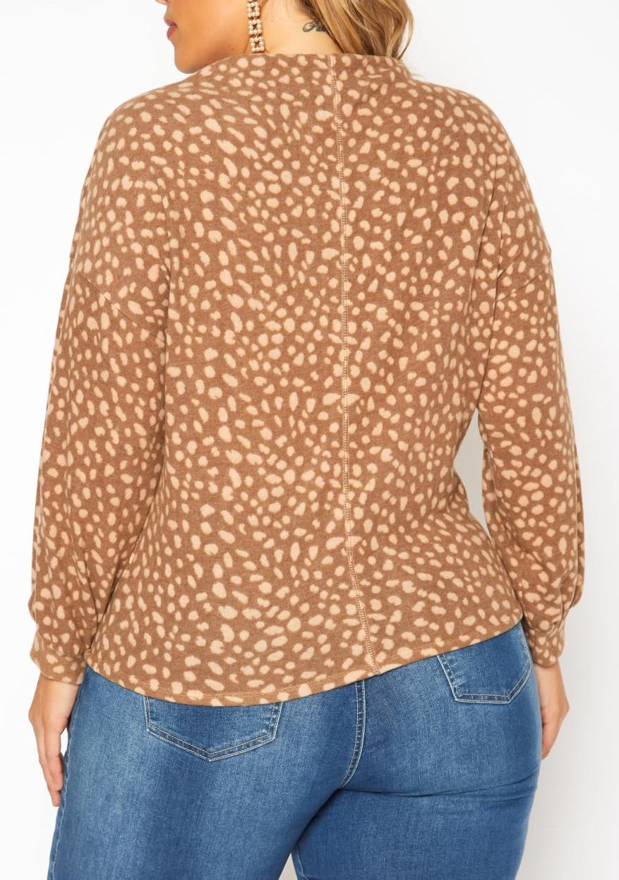 Hi Curvy Plus Size Dotted Print Wide Neck Sweater