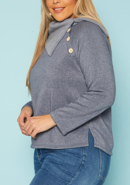 HI CURVY Plus Size Asymmetric Collar Neck Sweater