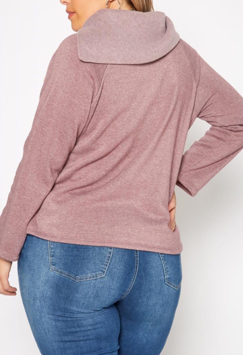 HI CURVY Plus Size Asymmetric Collar Neck Sweater