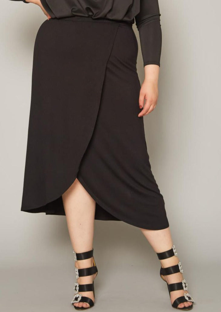 Hi Curvy Plus Size Women High Waist Overlay Midi Skirt