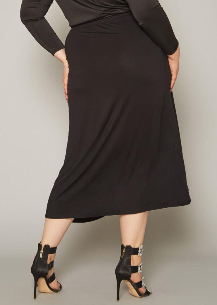 Hi Curvy Plus Size Women High Waist Overlay Midi Skirt