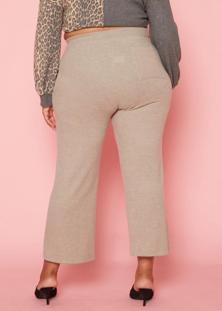 HI Curvy Plus Size High Waist Knit Lounge Pants With Pockets