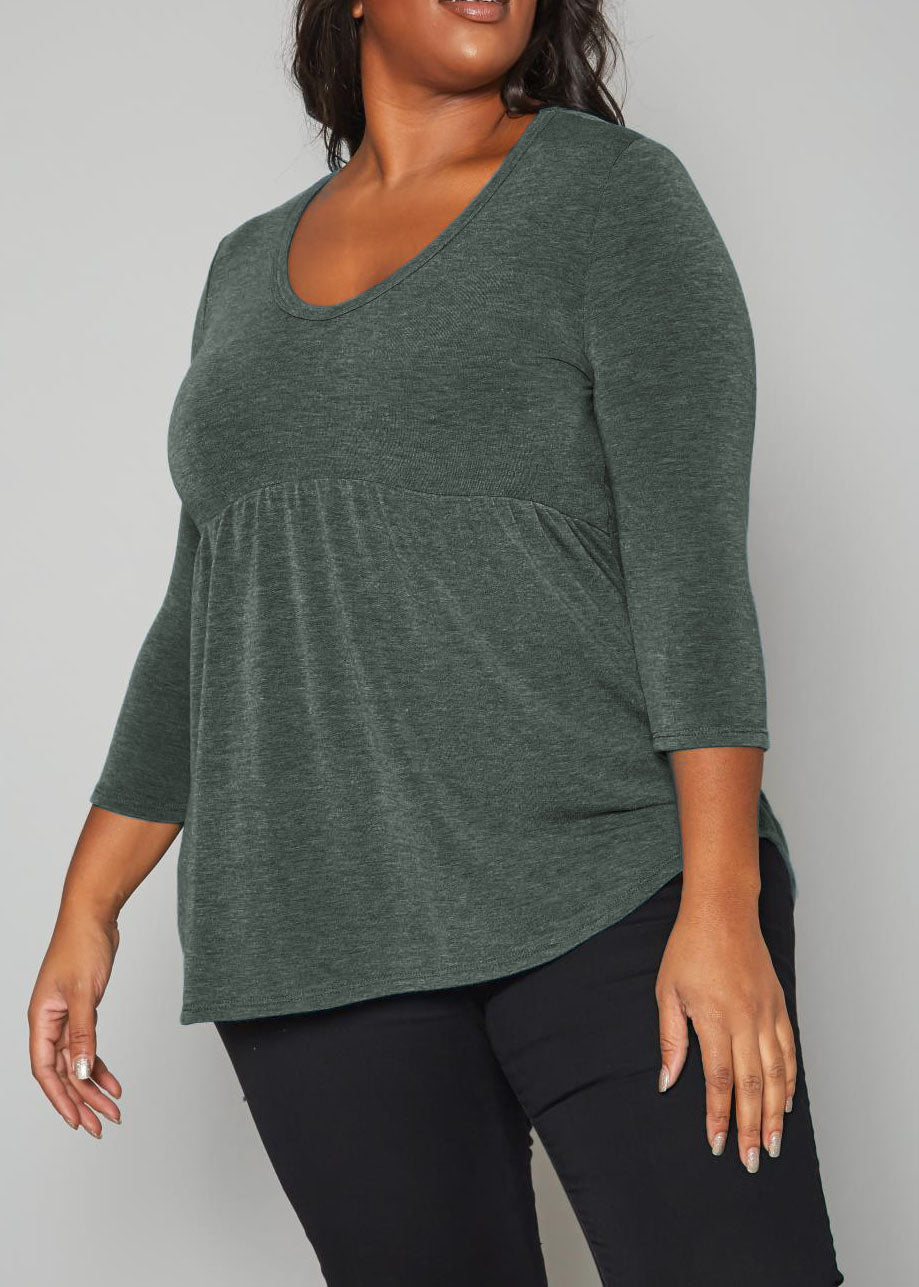 Hi Curvy Plus Size Women Peplum Flare Sweatshirts Made In USA