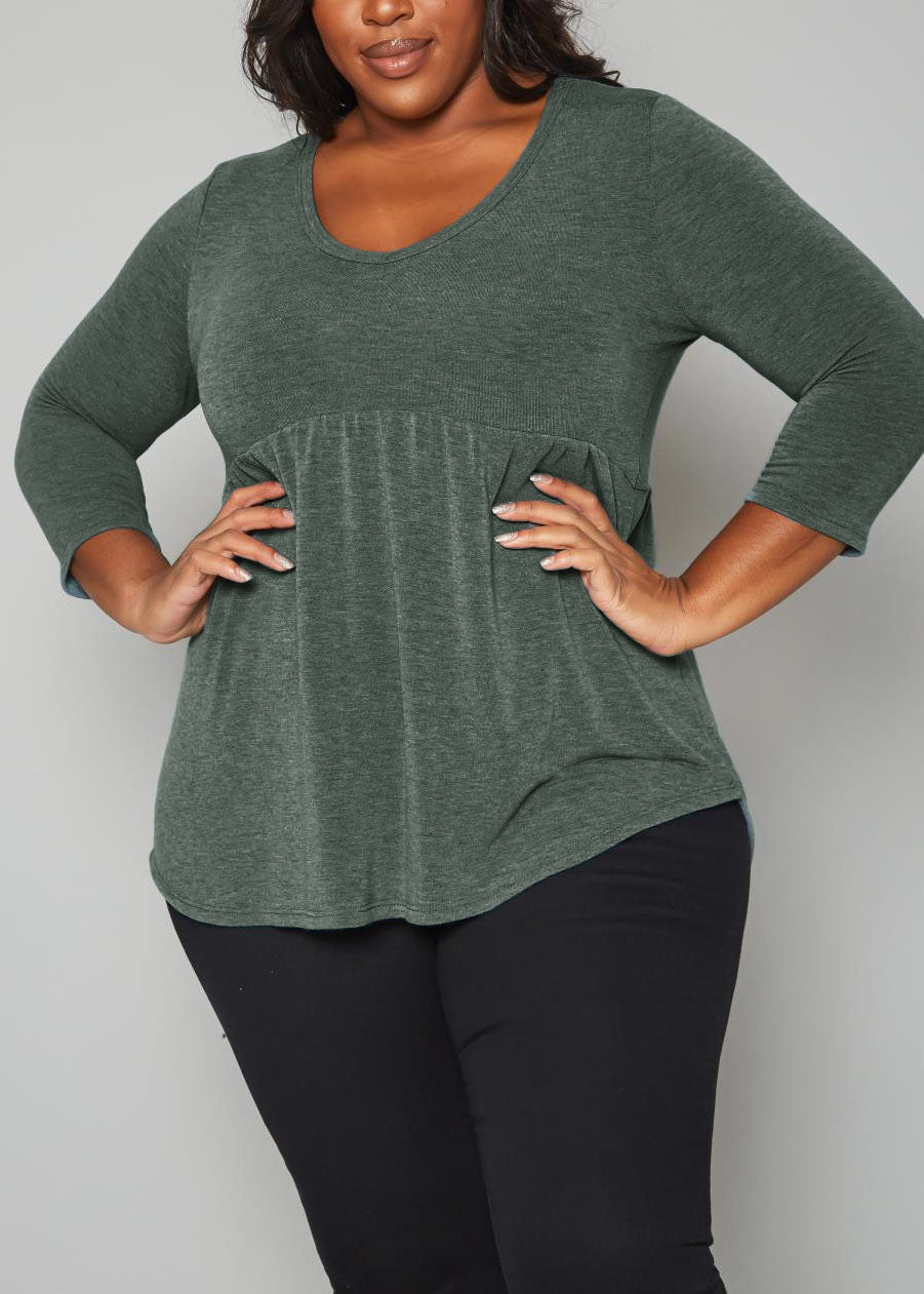 Hi Curvy Plus Size Women Peplum Flare Sweatshirts Made In USA