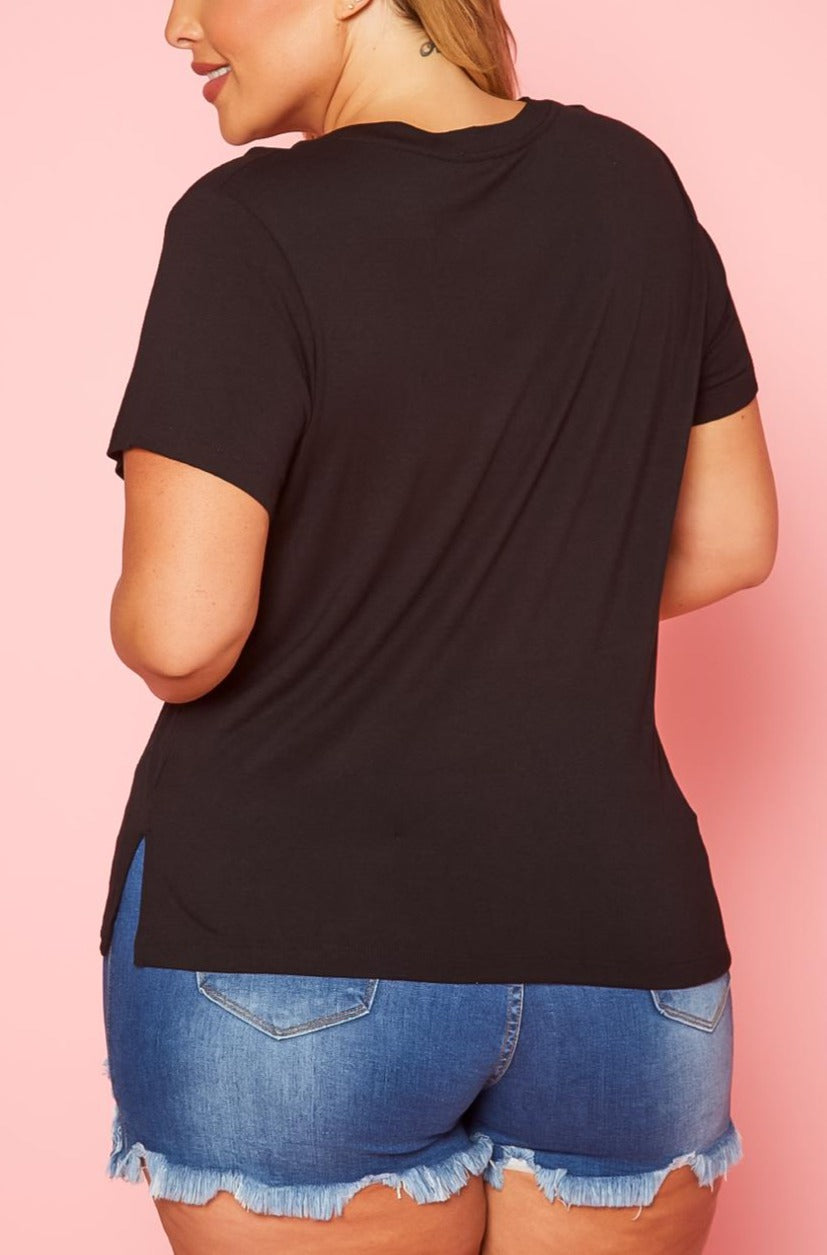 Hi Curvy Plus Size Women V Neck Short Sleeve T-Shirts