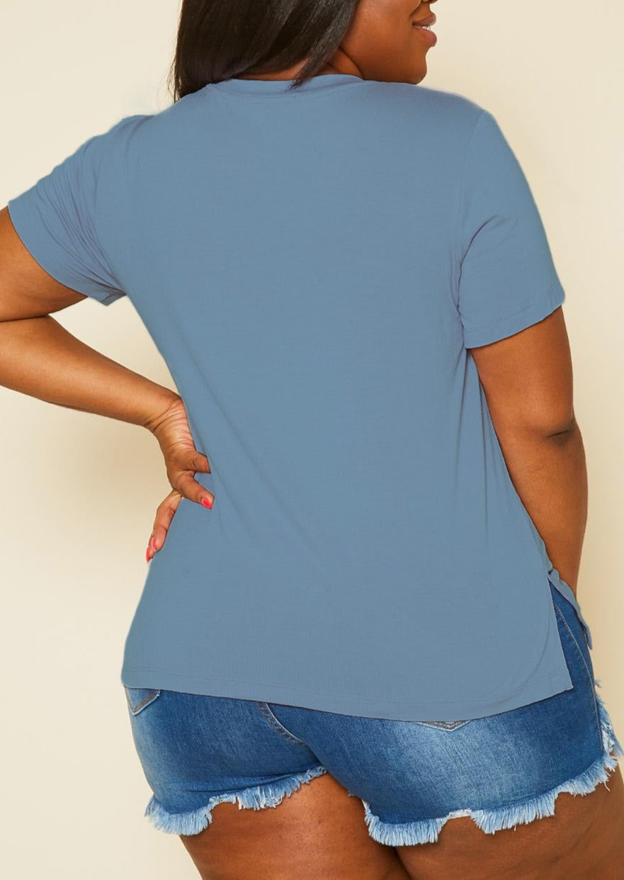 Hi Curvy Plus Size Women V Neck Short Sleeve T-Shirts