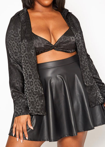 Hi Curvy Plus Size Women Leopard Print Bralette & Slip Robe Set