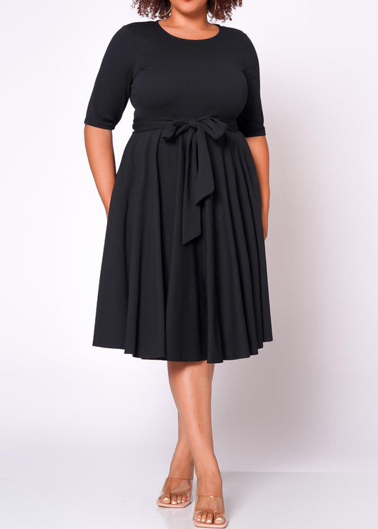 Experience the thrill of curves with our HI Curvy Plus Size Women Fit &amp; Flare Mini Dress! Show off your bold style and embrace your figure with confidence. This dress is designed to flatter and accentuate your curves, making it perfect for any daring and adventurous fashionista.