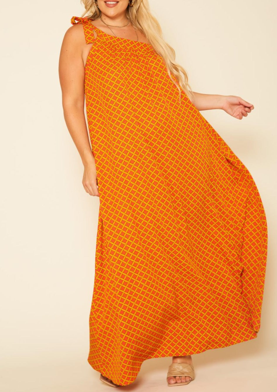 Hi Curvy Plus Size Women One Shoulder Greek Maxi Dress Made In USA