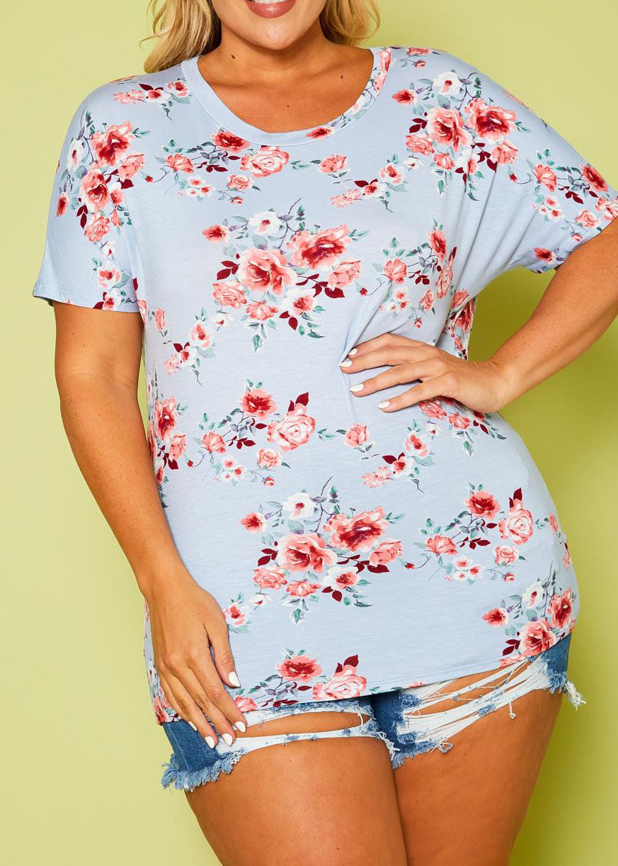 Hi Curvy Plus Size Women Floral Relaxed Fit Top