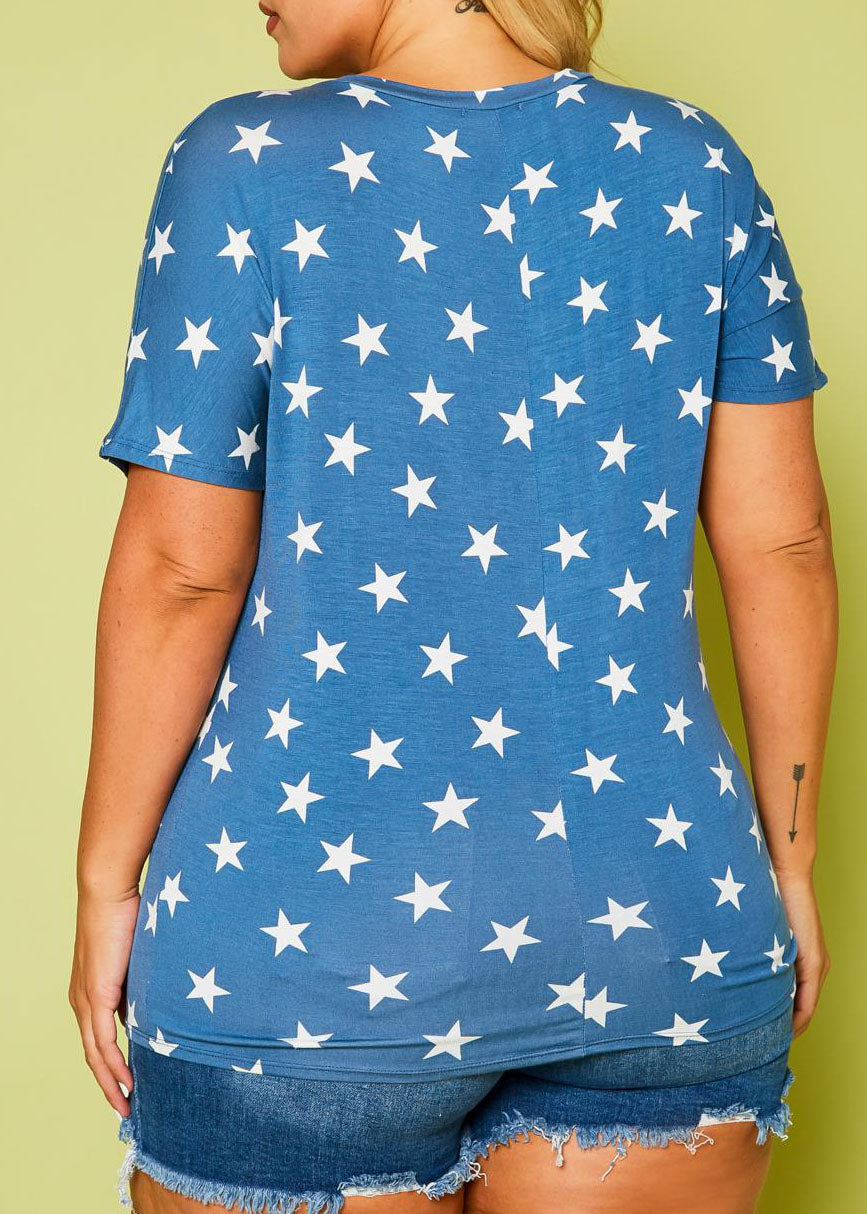 Hi Curvy Plus Size Women Relaxed Fit Star Print T-Shirts