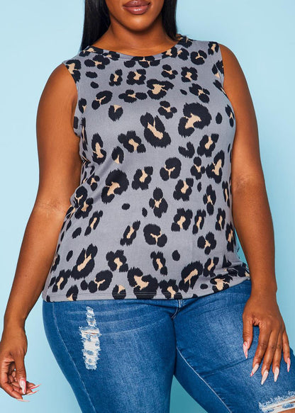 Hi Curvy Plus Size Animal Print Sleeveless Top